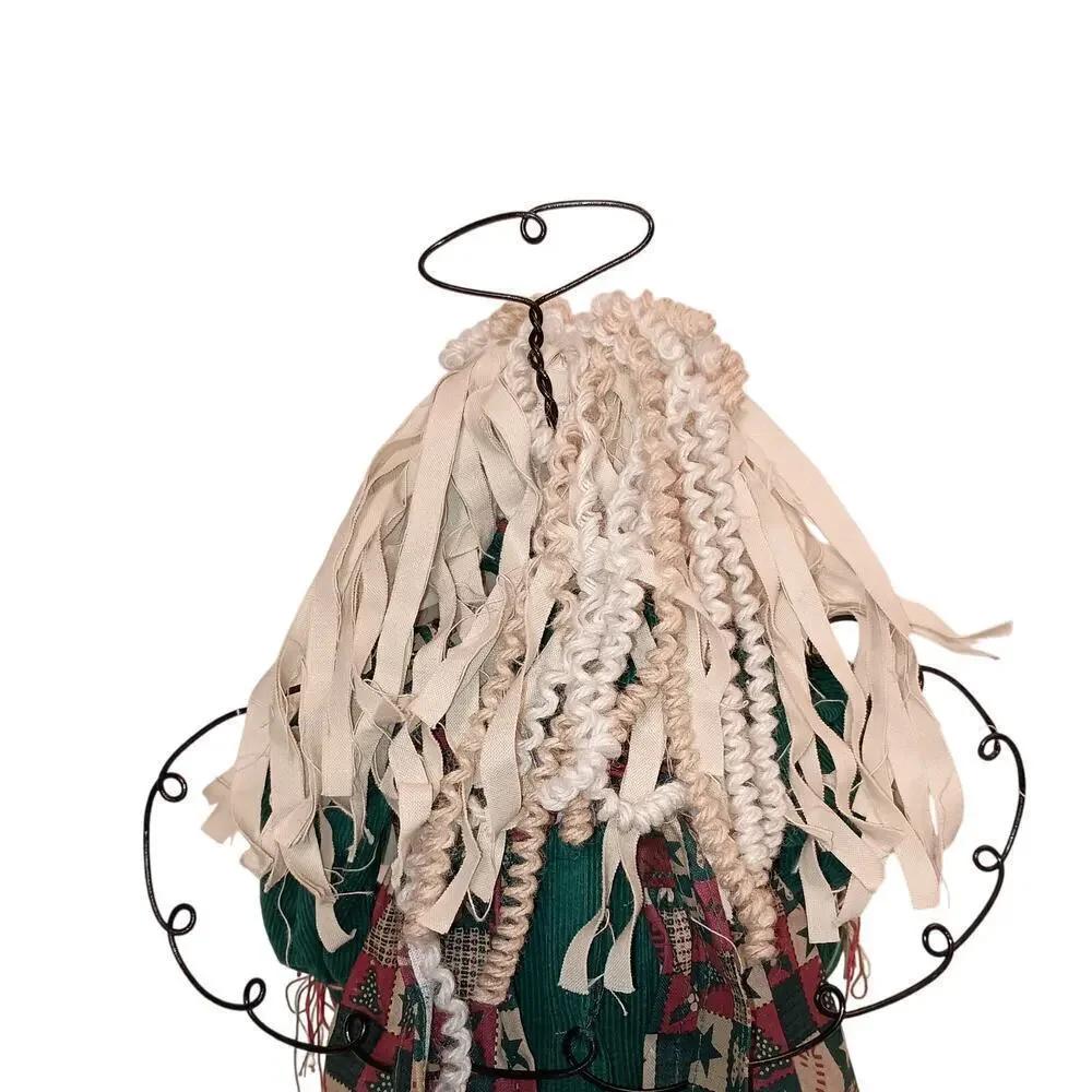 Vintage Angel Tree Topper, Rag Doll, Christmas Dress, Country Theme Size 16